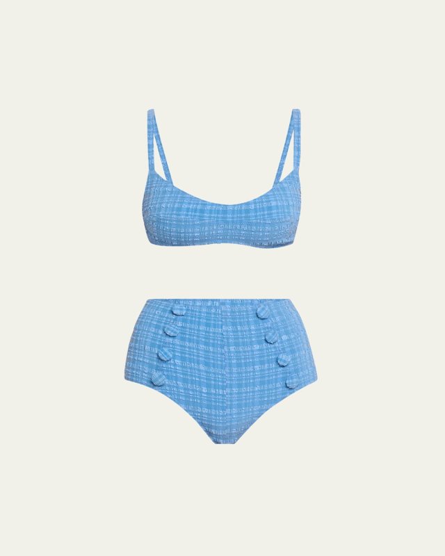Striped Seersucker Balconette Two-Piece Swimsuit